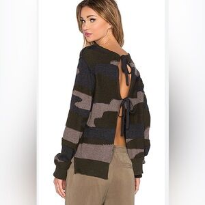 Pam & Gela Tie Sweater in Camo, Size S